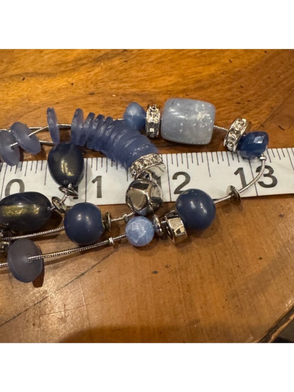 Chicos Blue Multi-Strand Necklace Bracelet & Earrings Set w Silver-Tone Accents - Picture 15 of 16
